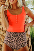 Square Neck Sleeveless Print Tankini Set